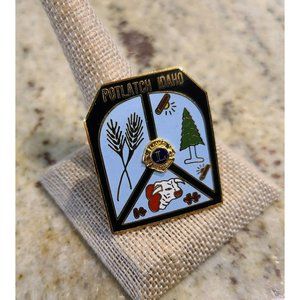 Vintage Lions Club Pin Potlatch Idaho Wheat Tree Bull Puzzle Pieces 70s? 80s?